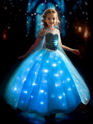 Uporpor Princess Dresses For Girls, Light Up Princess Costume Dress Up Clothes For Girls Halloween Costume Christmas Birthday Party