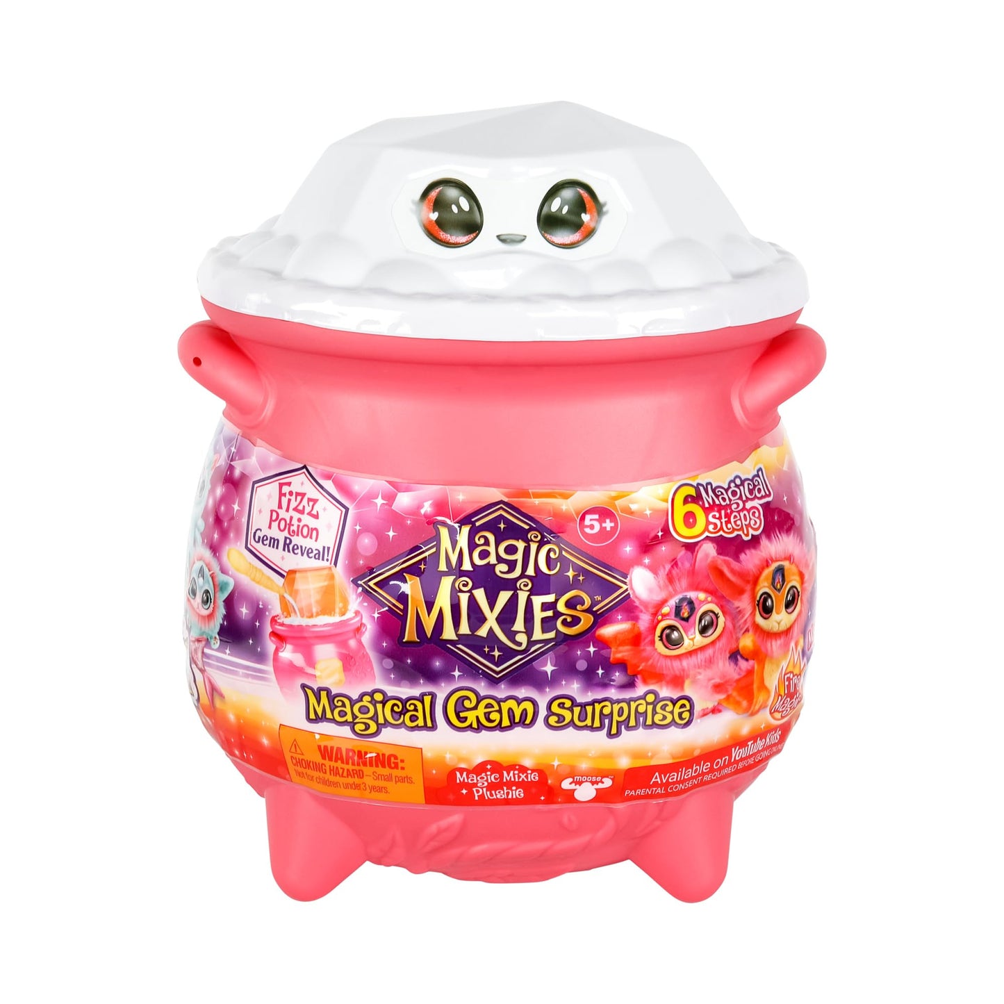 Magic Mixies Magical Gem Surprise Fire Magic Cauldron - Reveal A Non-Electronic Mixie Plushie And Magic Ring With A Pop Up Reveal From The Fizzing Cauldron Medium