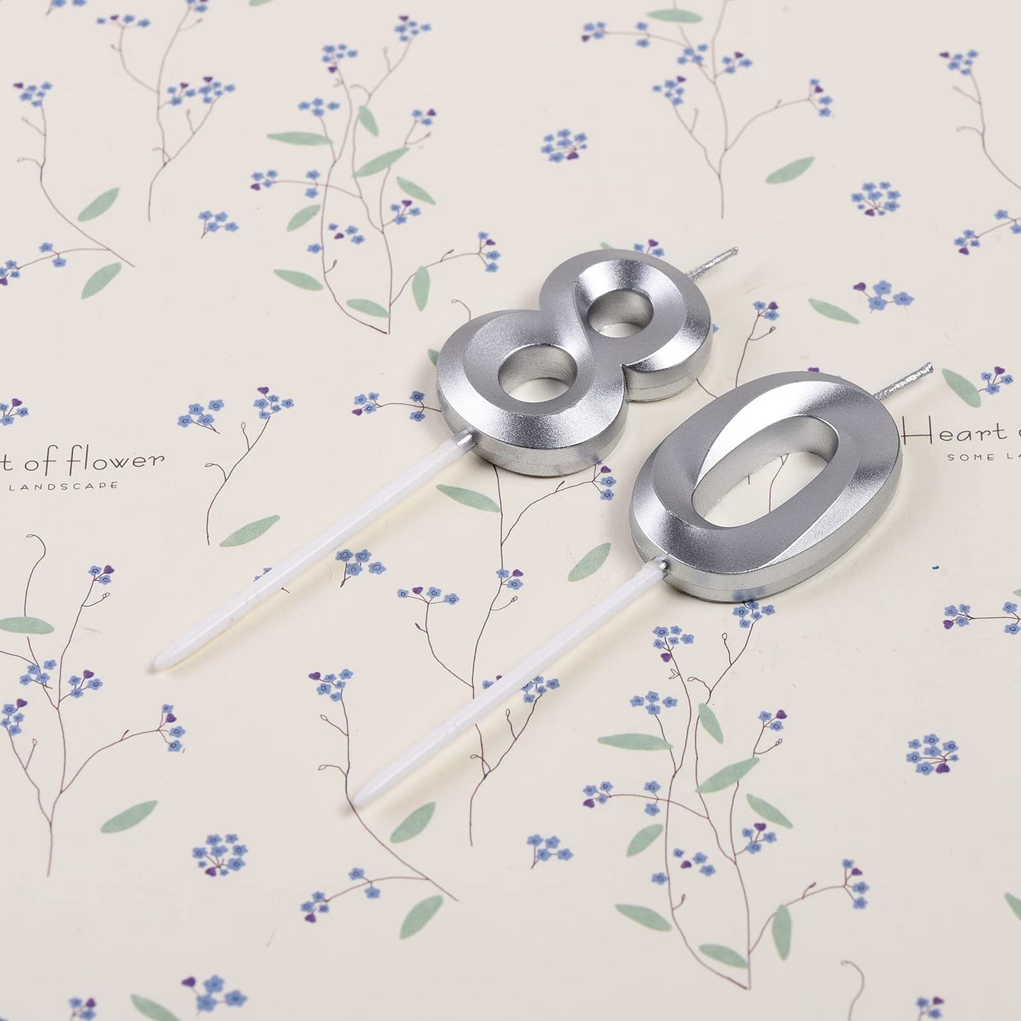 Silver 80th Birthday Candles, Number 80 Cake Topper for Birthday Decorations Party Decoration