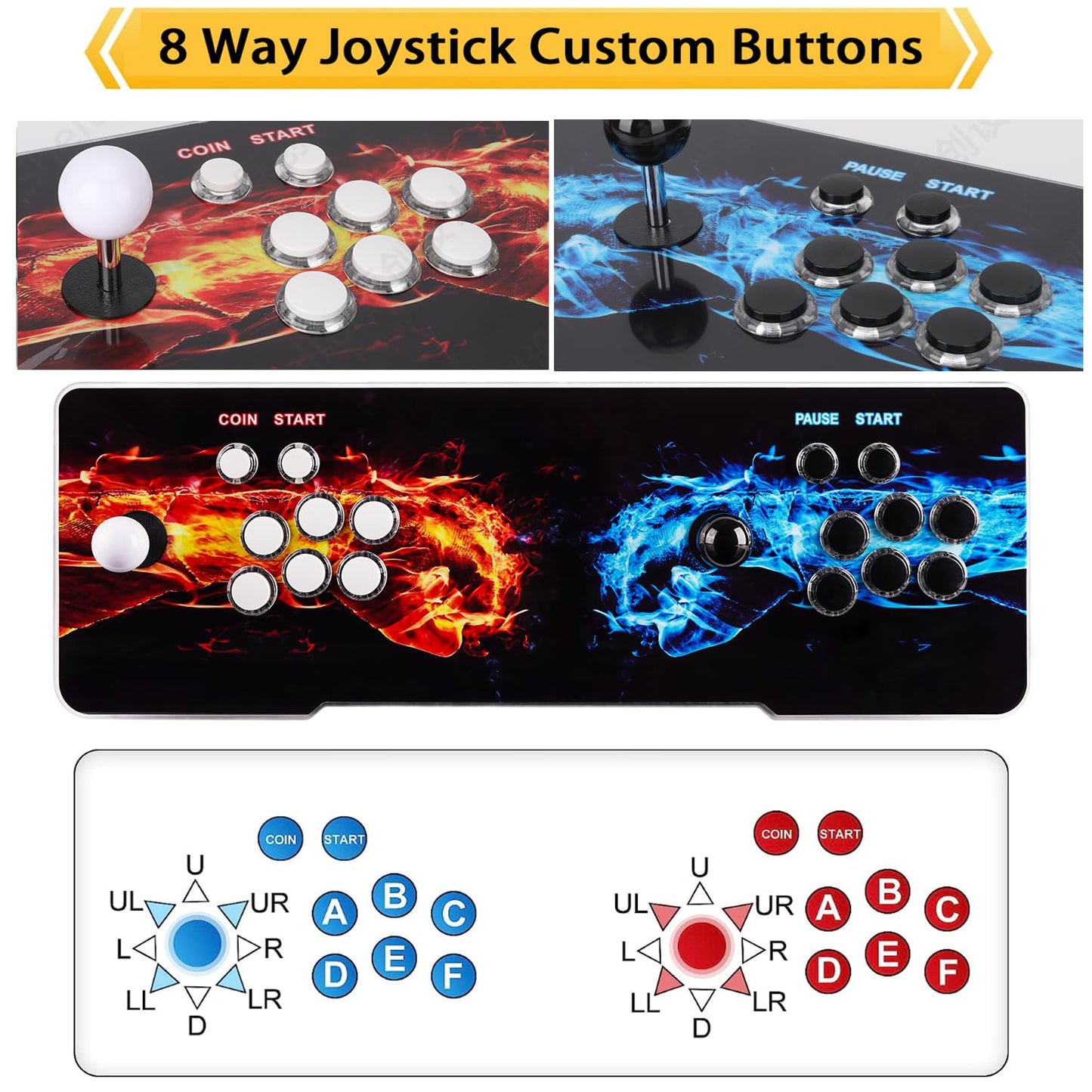 TOJASDN 10000 Games in 1 Pandoras Box Arcade Game Console, 3D Double Stick WiFi Arcade Machine for PC, Projector & TV, Favorite