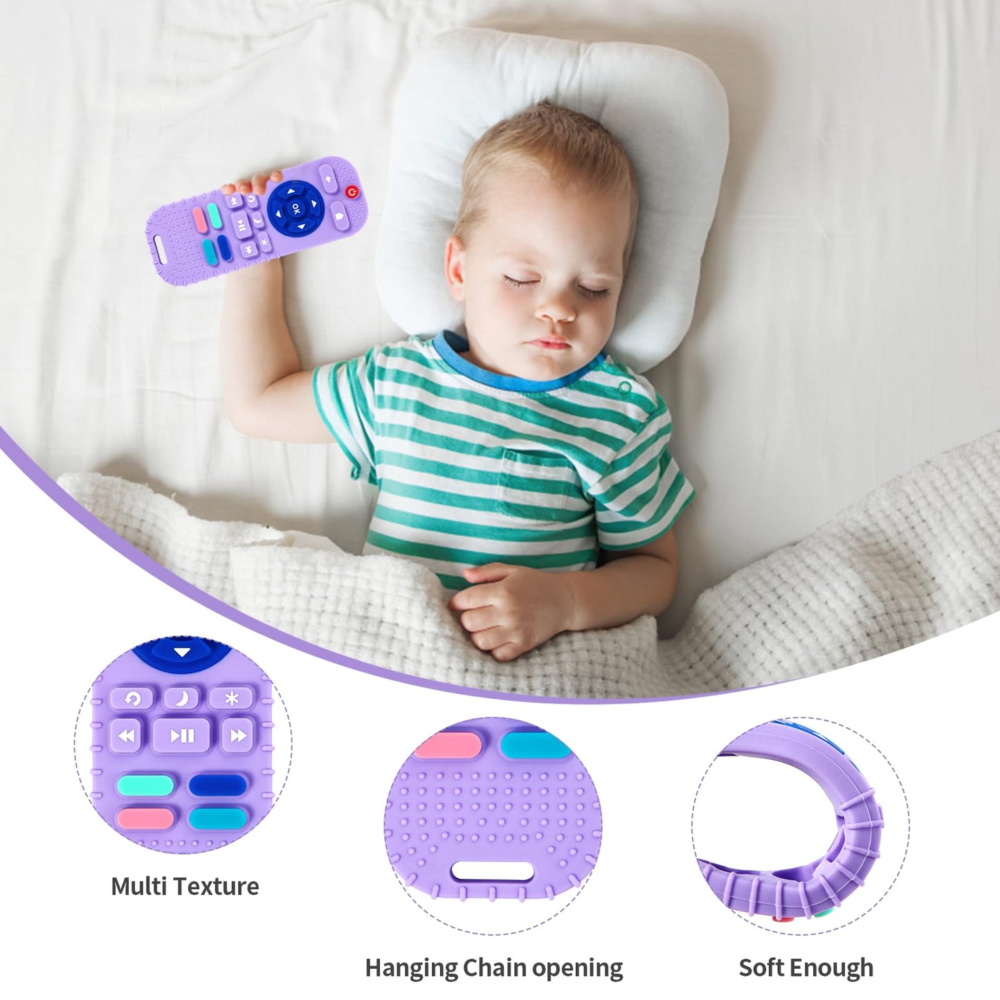 Hooku 2 Pack Silicone Teethers For Babies 6-12 Months, Sensory Teething Toys For Newborns To Toddlers, Infant Girl Boy Gifts