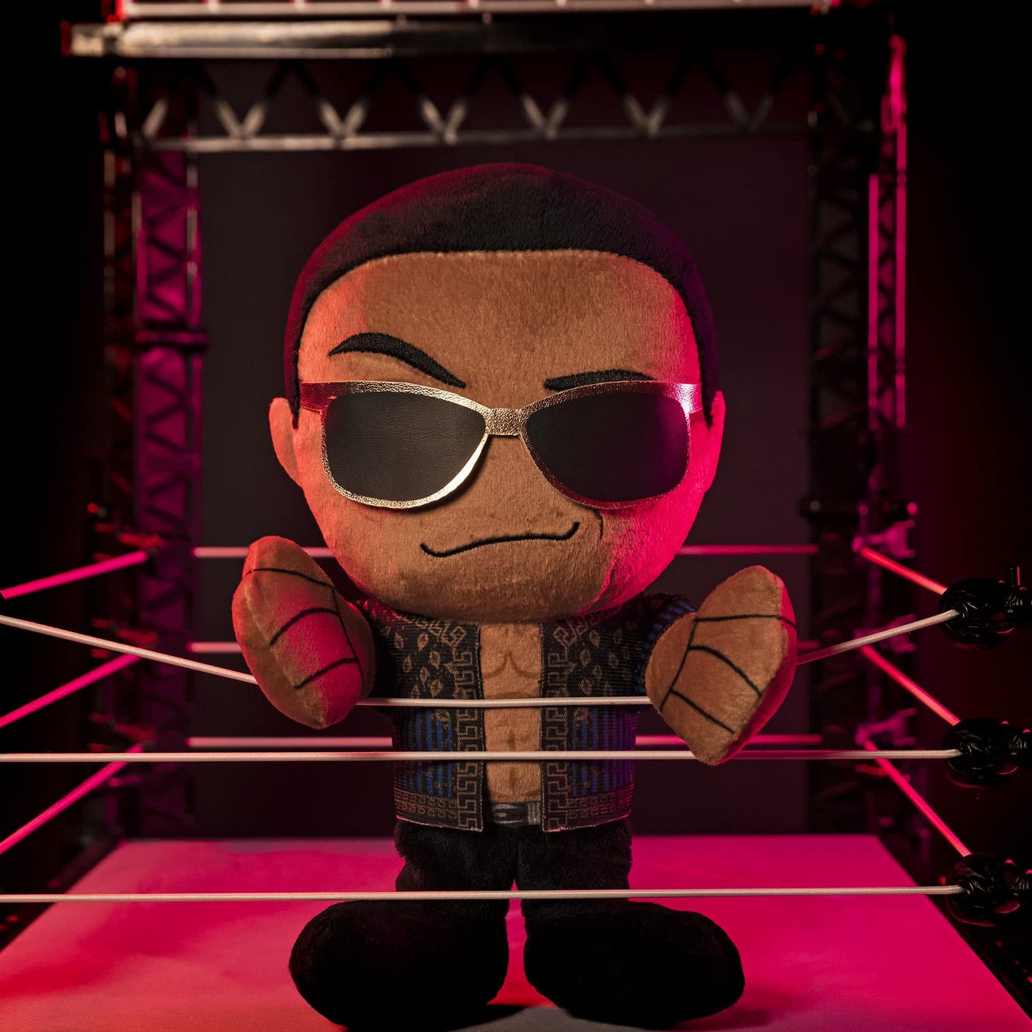 Bleacher Creatures WWE Old School Rock Plush 8" Chibi Doll - Crystal Velboa Polyester, The Rock Old School, Model K8-WWE-ROC
