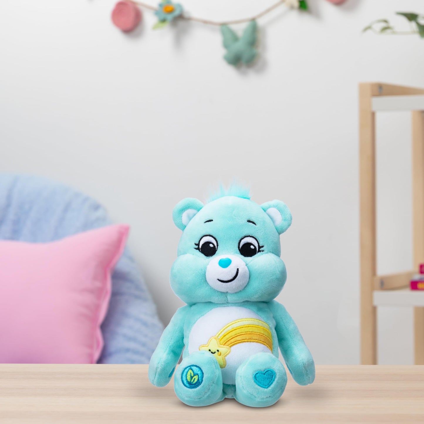 Care Bears Wish Bear 9-Inch Plush Toy, Soft Cuddly Teddy, Multicolor, Ideal Gift for Kids Ages 4+, Model 22034