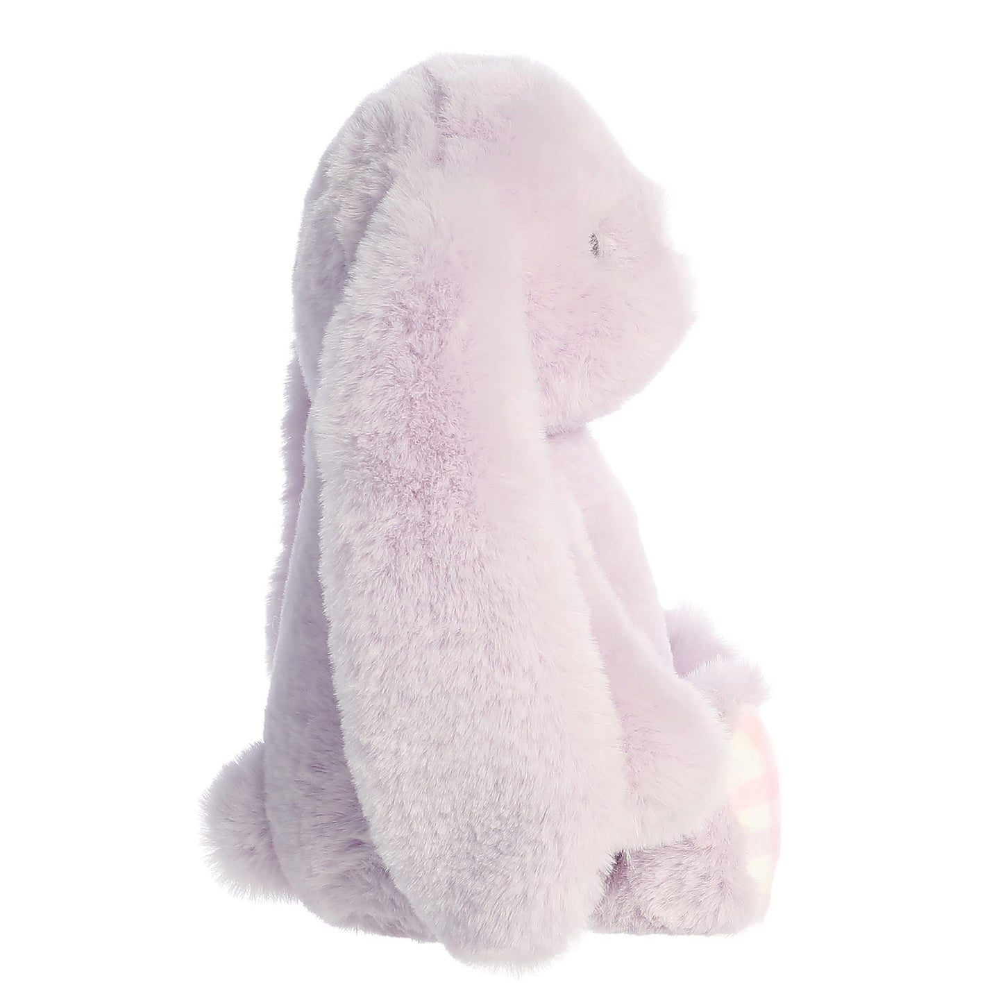 Aurora Vibrant Spring Gingham Bunny Stuffed Animal - Decorative Companion - Endless Fun - Lavender 9 Inches