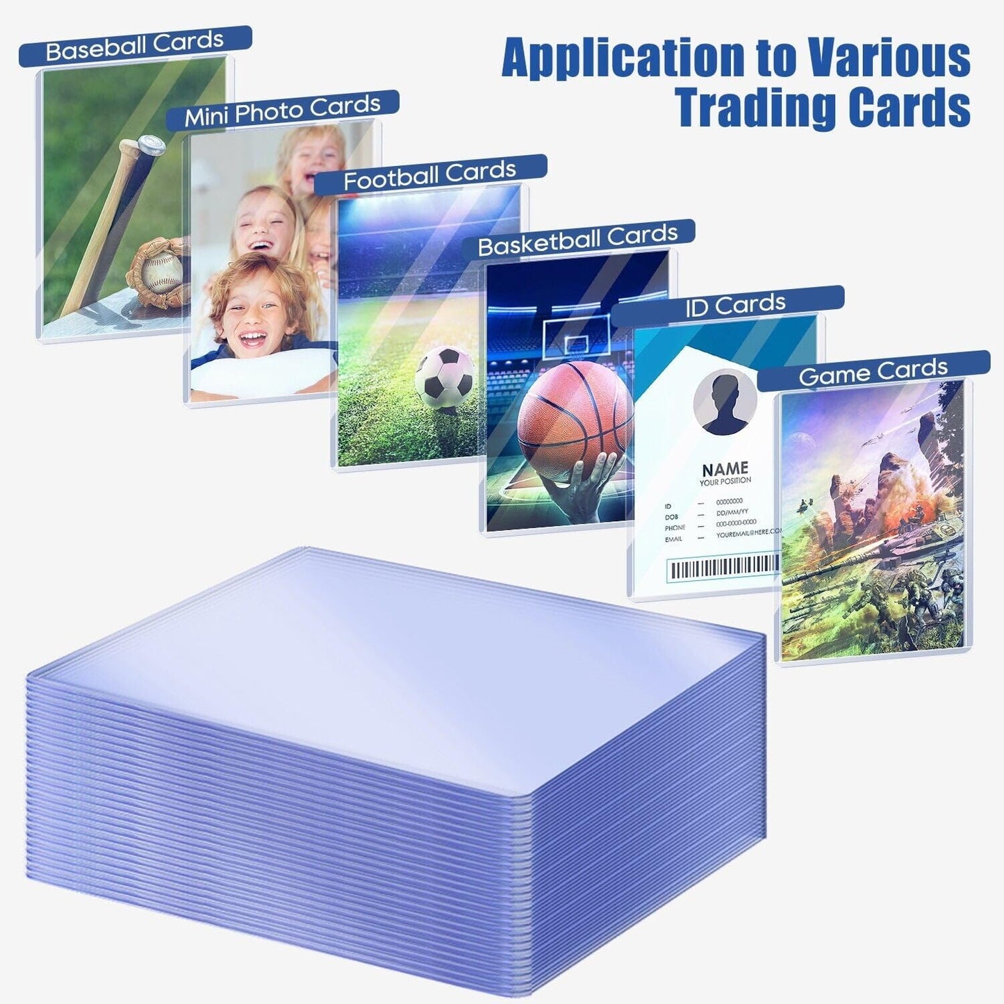 200 Pack 3x4 Top loaders for Cards - 35pt enhanced Hard Plastic Card Protectors  Plastic Card Sleeves  for Trading Baseball Game Sports Collectible Card (100 PCS Toploader + 100 PCS Penny Sleeves)