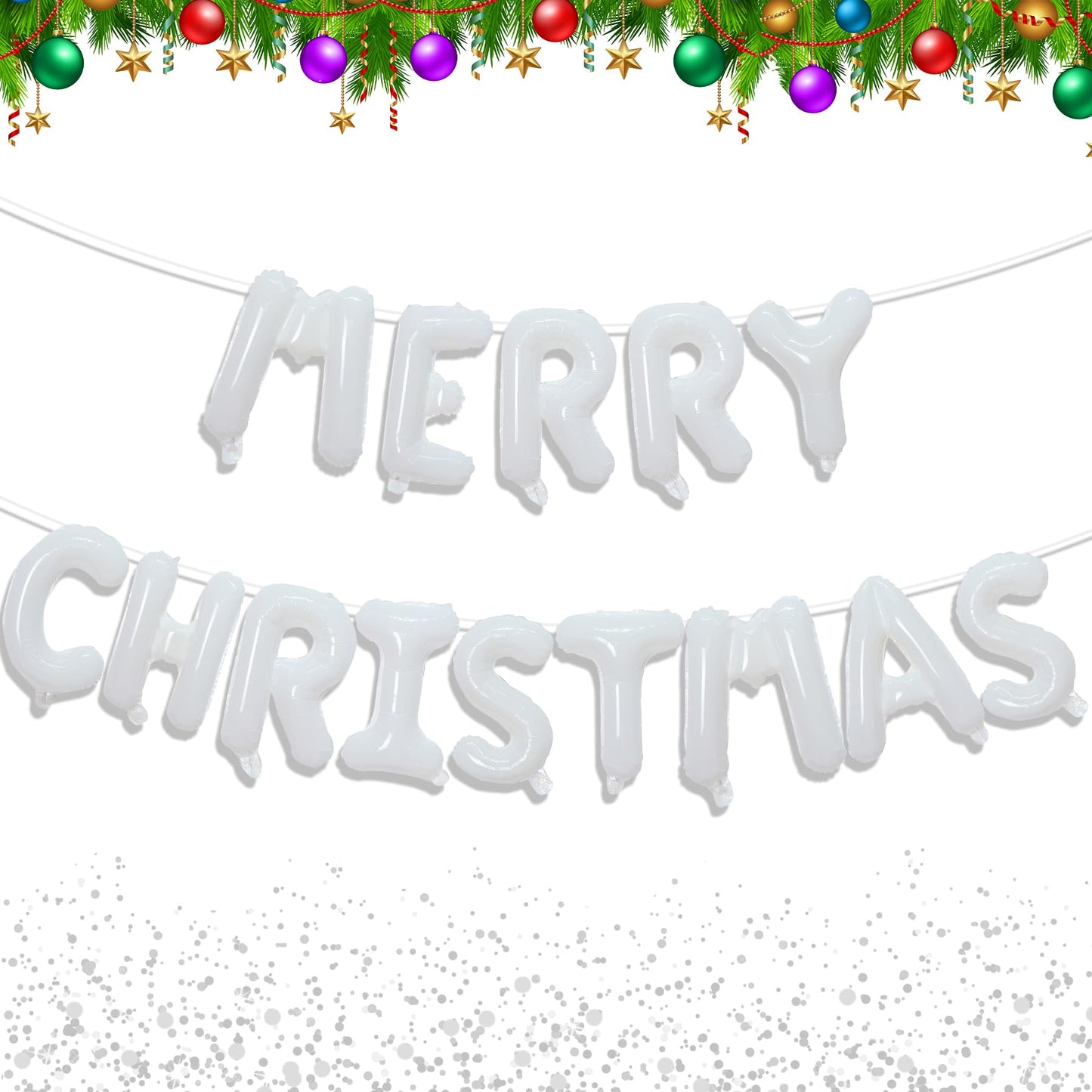 Tellpet Merry Christmas Balloons Banner, Christmas Party Decorations, White