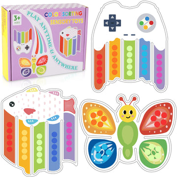 3Pcs Color Sorting Sensory Toys For Kids : Fine Motor Skill Games Learning Toys For Toddlers, Color Matching Fidget Sensory Toys For Calm Down, Preschool Educational Montessori Toys With Autism