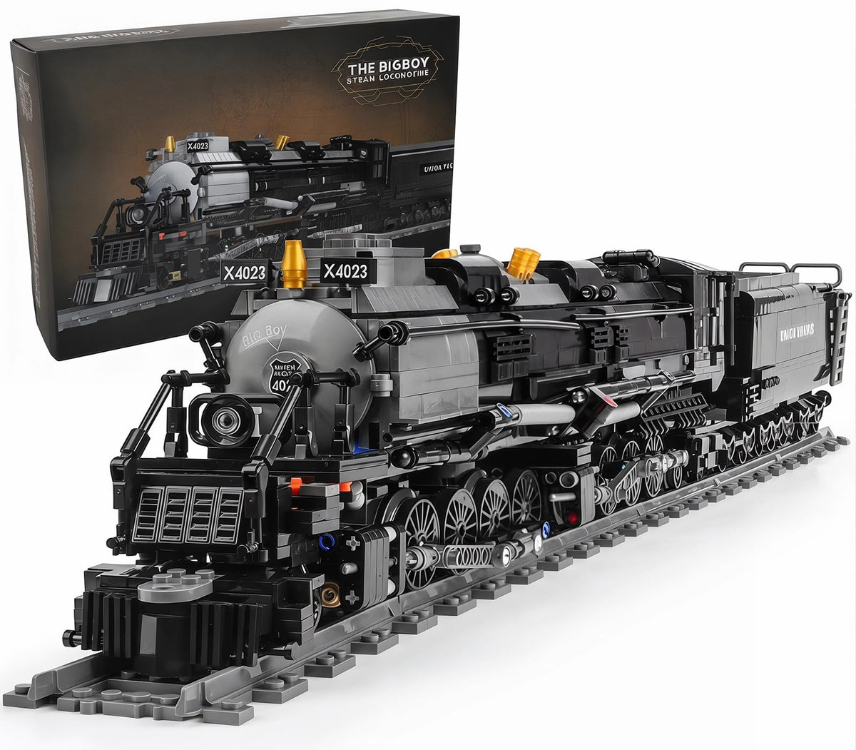 Big Boy Steam Train Building Block Toy, Bigboy Locomotive Articulated Train Display Model Set With Train Tracks For Train Lovers