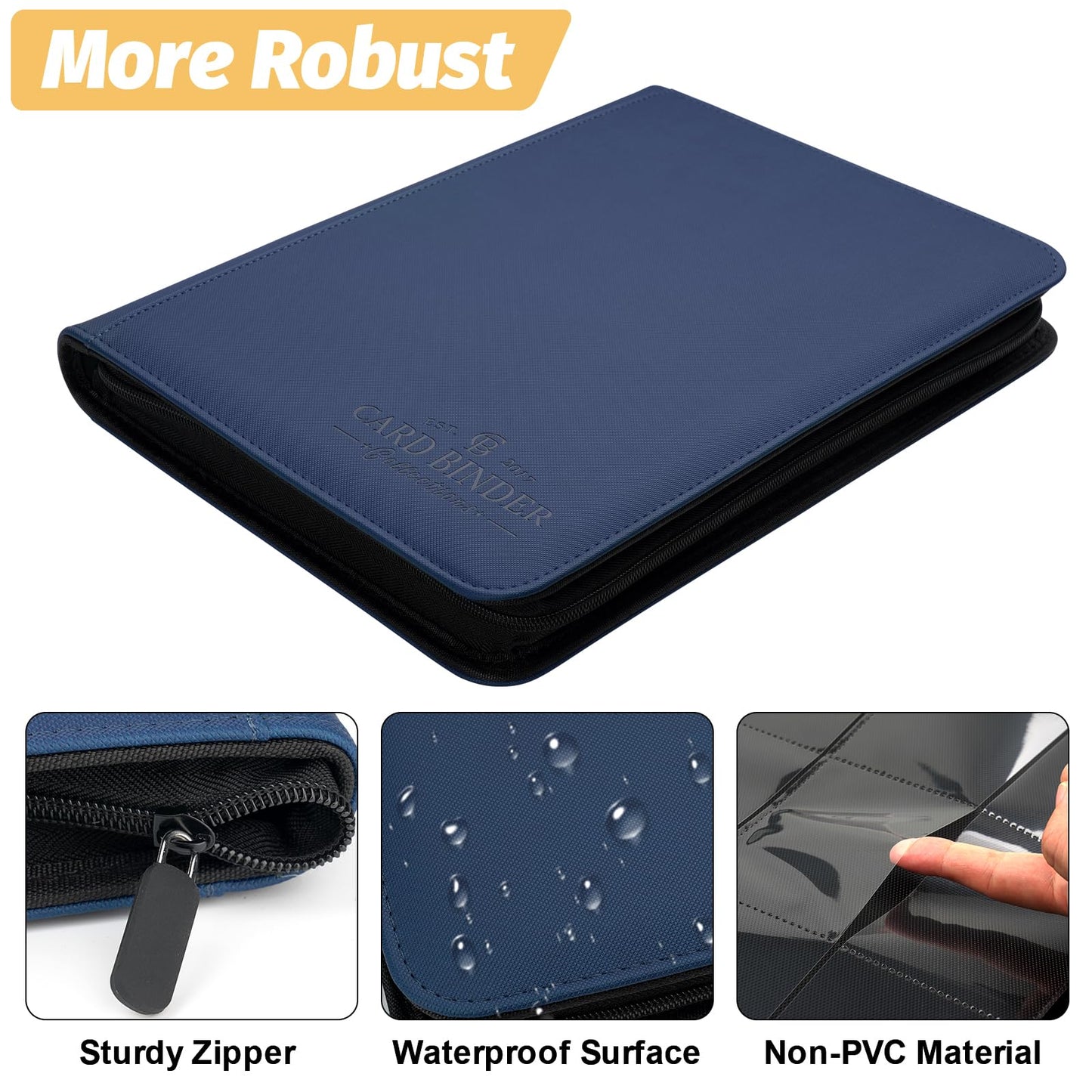 9 Pockets Card Binder enhanced Zip Trading Card Binder 540 Double Sided Pocket PU Collection Binder  Collector Album  Card Folder for MTG  TCG  Business Cards.(Blue)