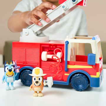 Bluey Firetruck Toy with Exclusive Firefighter Bingo & Bob Bilby Figures, Multicolor, Model 17610, Includes Sticker Sheet