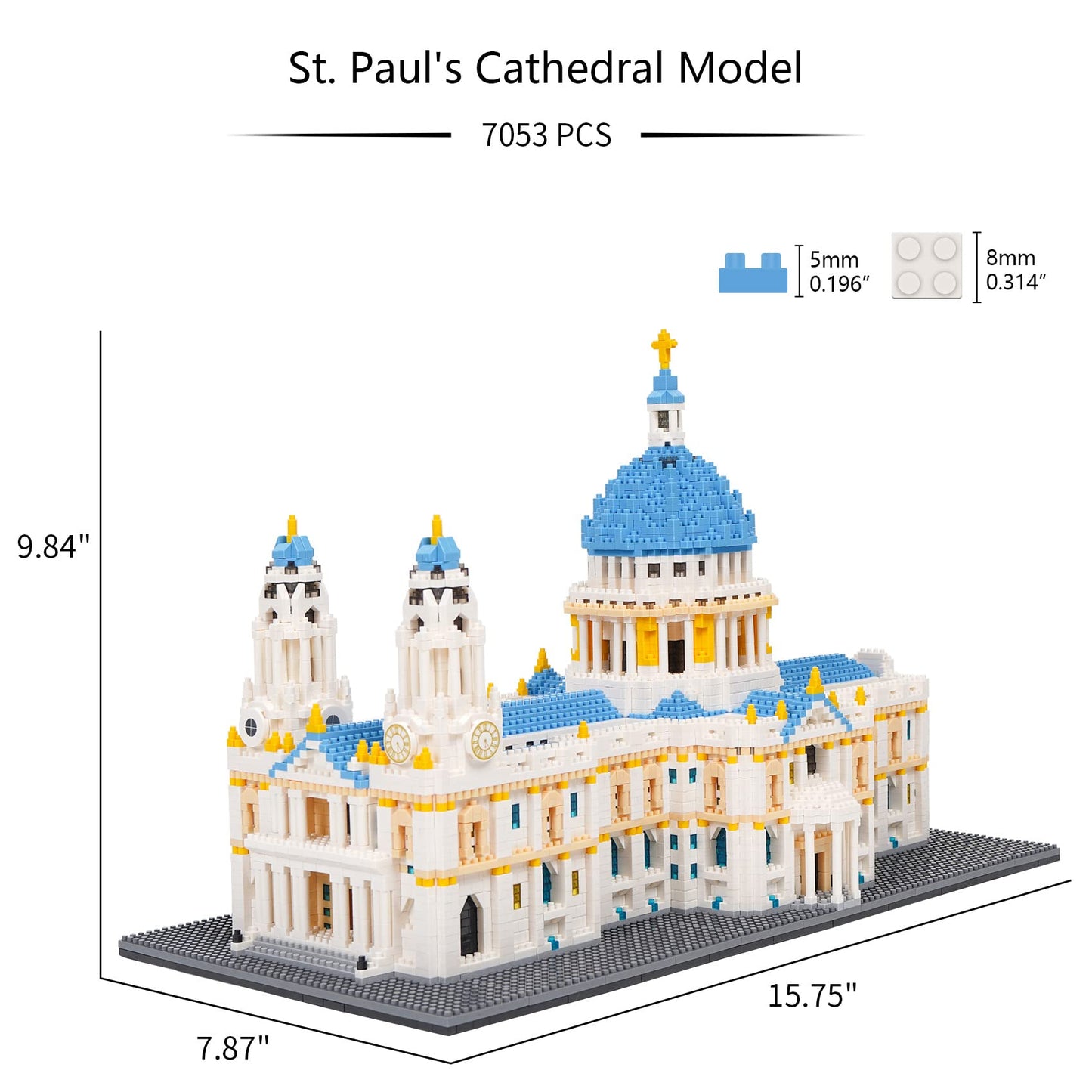 Geniteen Building Blocks Set, St Paul'S Cathedral Model Building Kit 7053 Pcs Architecture Collection Micro Mini Blocks