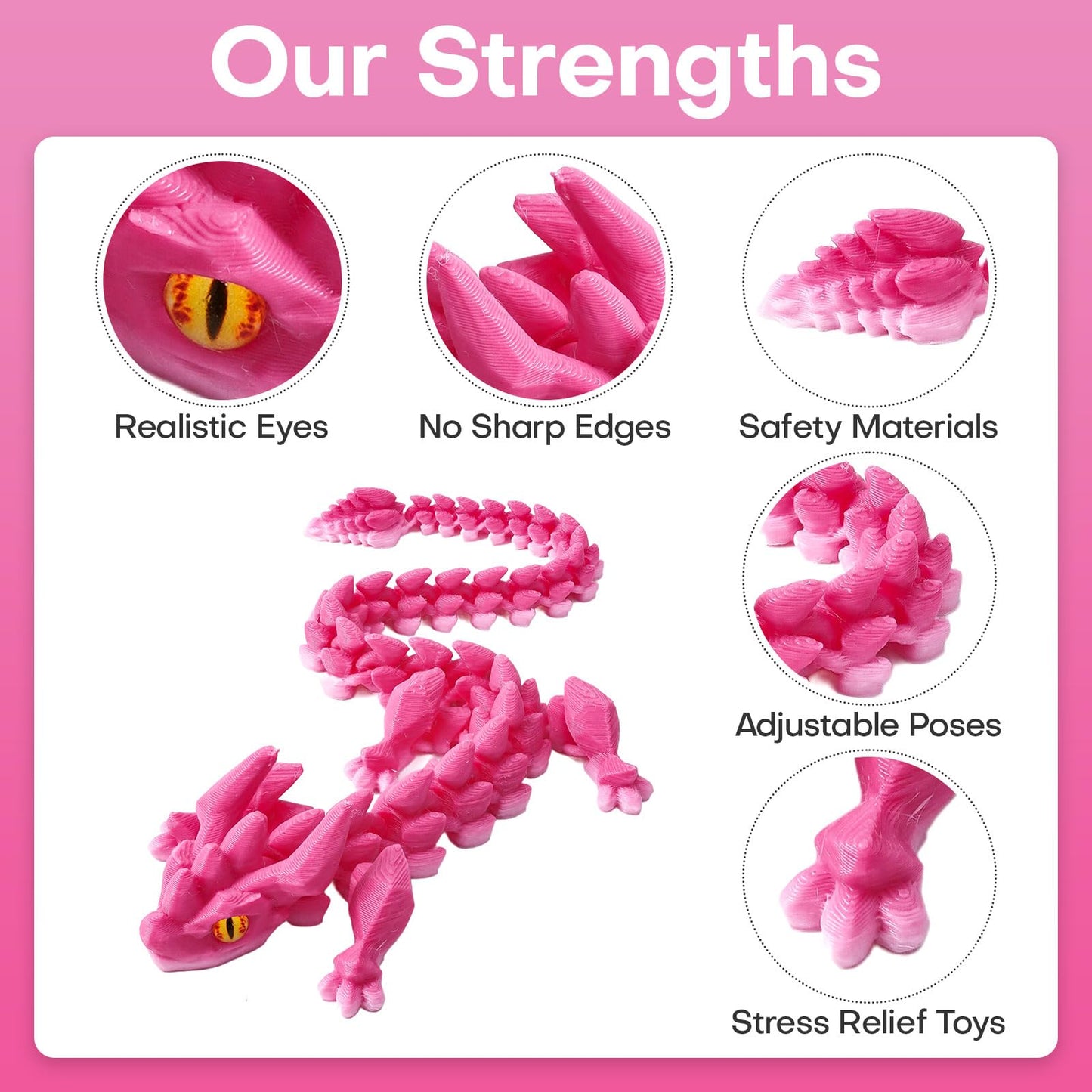 FYEFKJSA 3D Printed Dragon Eggs with Dragon Inside - 12Inch  Articulated Fidget 3D Printed Animals  Interesting Decorative Gift  Easter Basket Essentials Stuffers (Cherry Blossom)