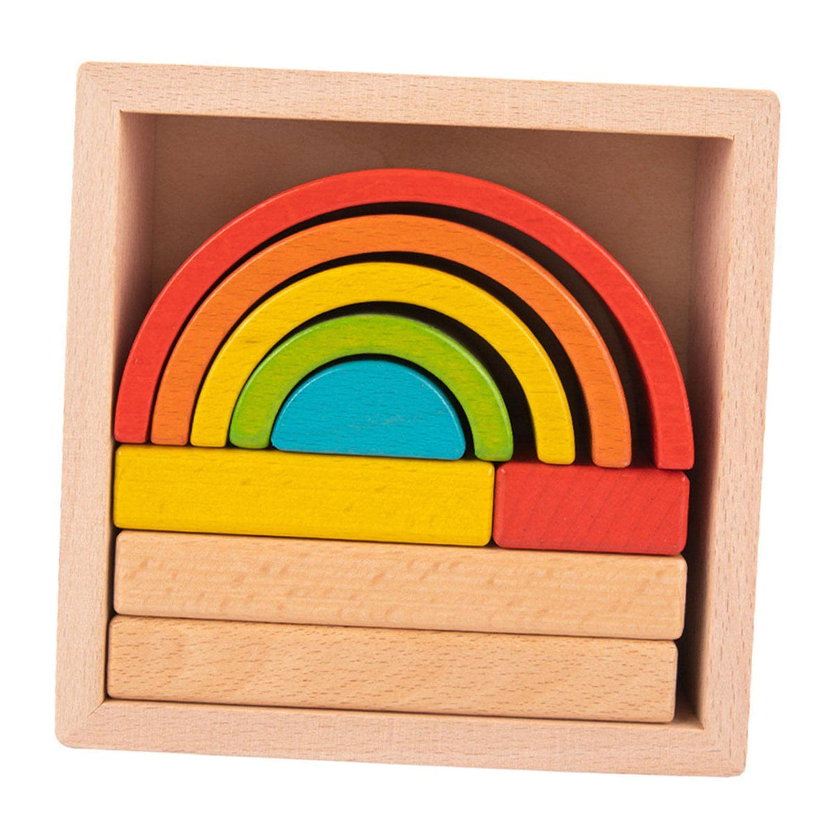 Ecomistiq Wooden Stacker Nesting Puzzle Blocks Montessori For Kids Rainbow Series|Toys & Hobbies | Educational | Other Education