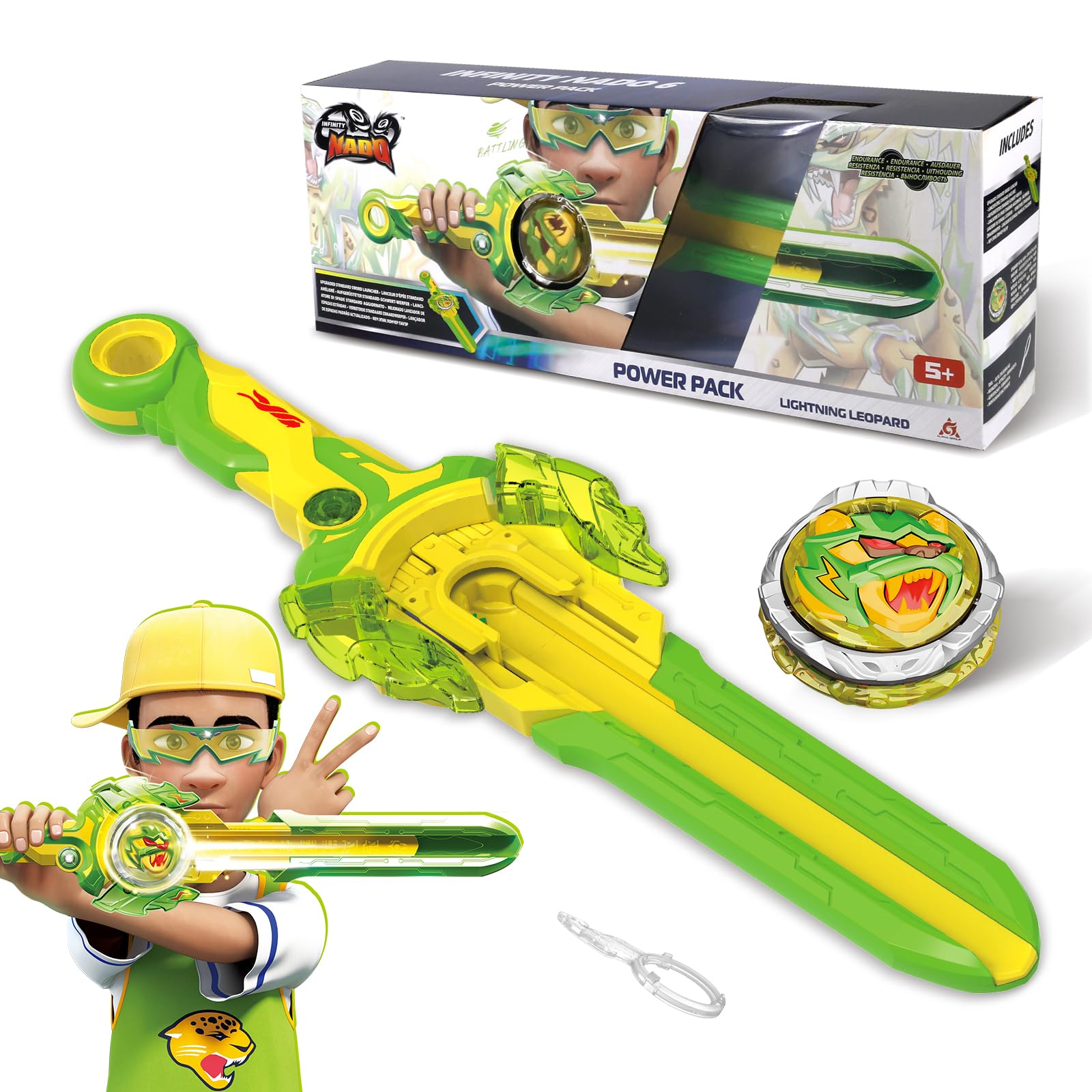 INFINITY NADO Bey Battling cutting edge Toys  Spinning Top and decorative replica blade Launcher Battle Set Toys for Kids  Bey Battle cutting edge Brust decorative replica blade Top Toys for 5 6 7 8 9 10 11 12 Year Old Boys  Lightning Leopard