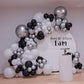 Black Silver Balloons, 60Pcs 12 Inch Black White Metallic Silver Balloons Set With Sliver Confetti Balloons Helium Latex Balloon