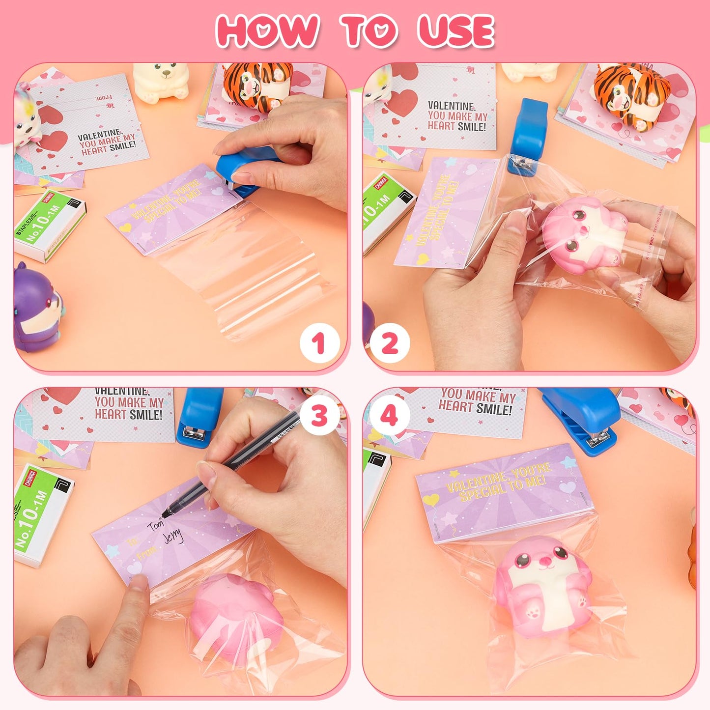 Gralima Valentines Day Gifts For Kids, 24Pcs Valentines Day Cards For Kids School With Cute Animal Squishy Toys, Valentines Gift