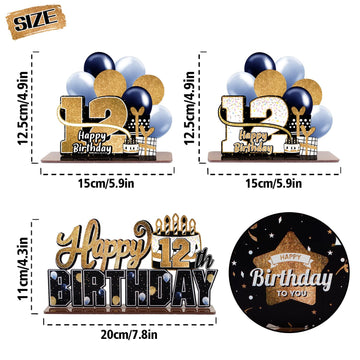 Lingteer Happy 12Th Birthday Gold Acrylic Table Topper Centerpieces Set - Cheers To Twelve Years Old Birthday 12Th Bday Party Gift Decorations.