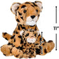 Rhode Island Novelty 11 Inch And 5 Inch Birth Of Life Cheetah - Mom/Dad Cheetah With Baby Cheetah Plush