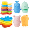AMCHSURI Bath Toys for Kids Ages 1-3, 15 PCS Mold Free Toddler Bath Toys for 2-4 Bathtub Water Table Pool Toys with Stackable Bo