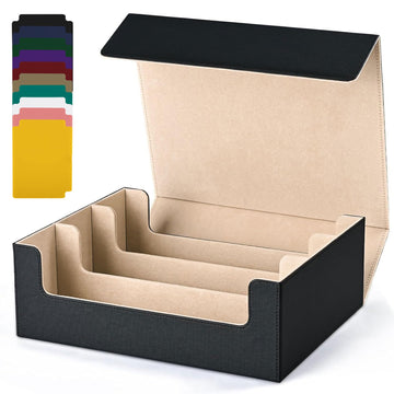 Uaono Card Storage Box For Trading Cards, 1800+ Pu Leather Commander Card Deck Case, Magnetic Closure Card Holder Fits For Magic Game Cards (Black&Gold)