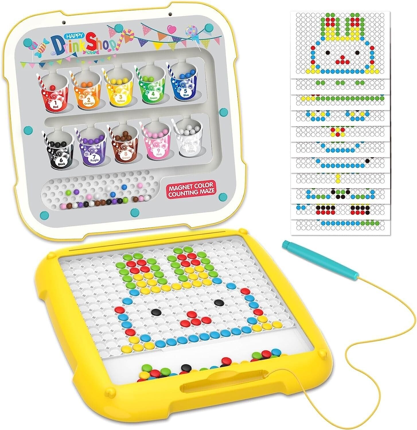 Bliss Hues Magnetic Color And Number Maze Board Puzzle Counting, Matching And Fine Motor Skills Activity Toy For Toddlers (2 In 