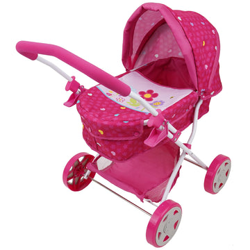 509 Crew Garden Pram N Doll Set - 14' Baby Doll & Folding Pram Set, Kids Pretend Play, Ages 3+