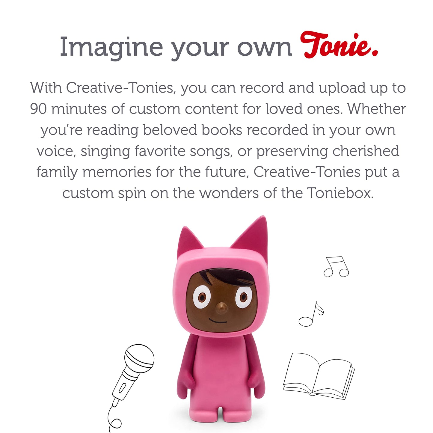 Tonies Creative Audio Character - Record And Upload Up To 90 Minutes Of Your Own Stories And Songs - Pink/Dark