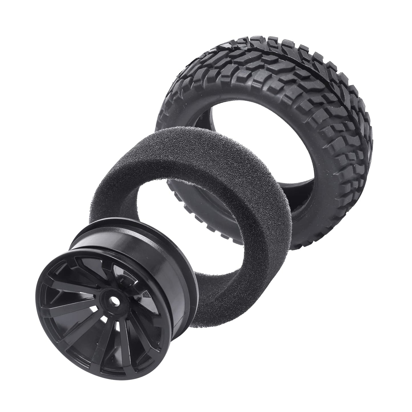 4Pcs 12mm Hex RC Wheels Tires Height 2.99 inch (76mm) for 1/10 On Road and 1/14 1/16 1/18 Scale Models Cars Truck Buggy with Foa