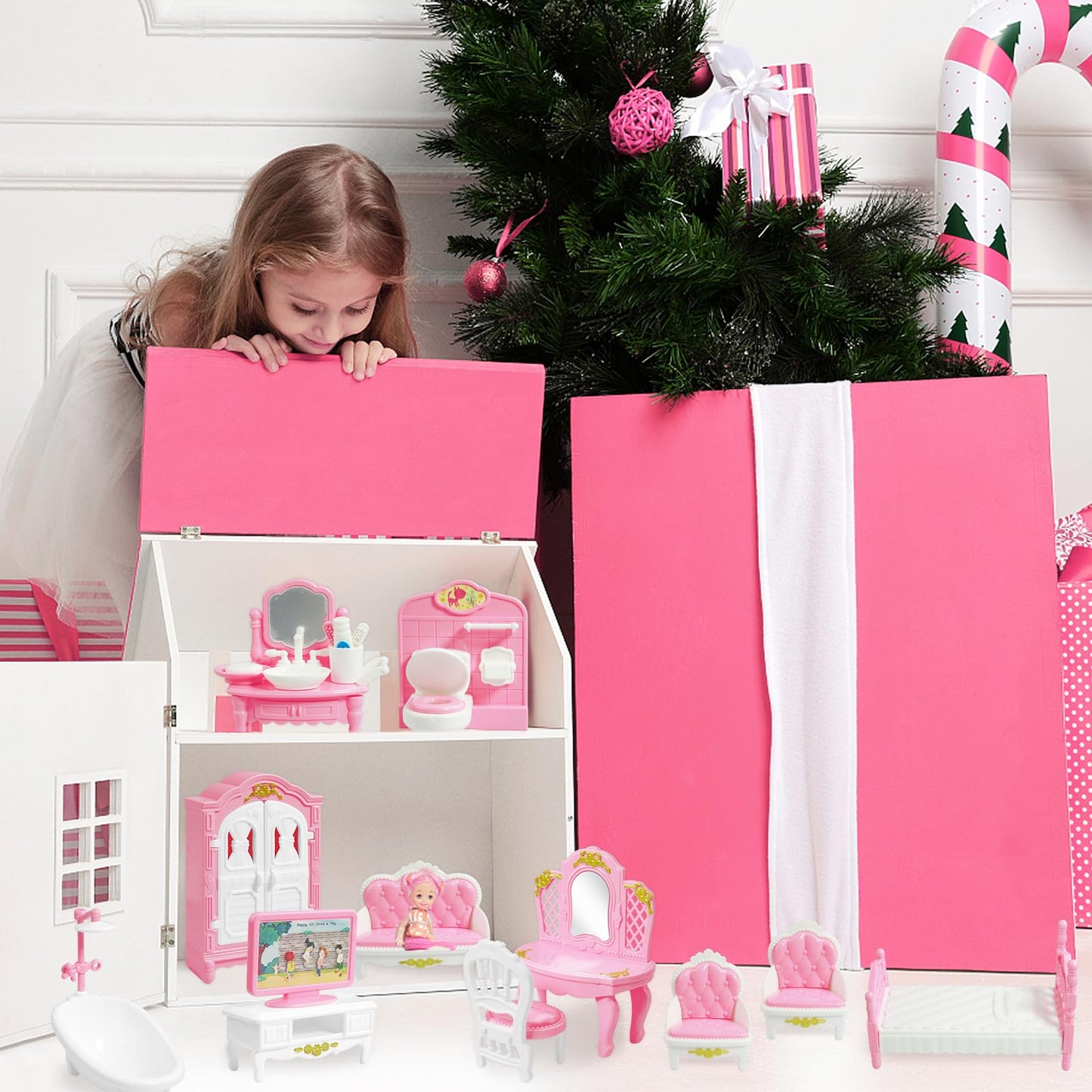 20 Pieces Doll House Furniture And Accessories Set Dollhouse Furniture Set Mini Dollhouse Furniture 1 12 Scale Bedroom Living Room Bathroom Furniture Accessories