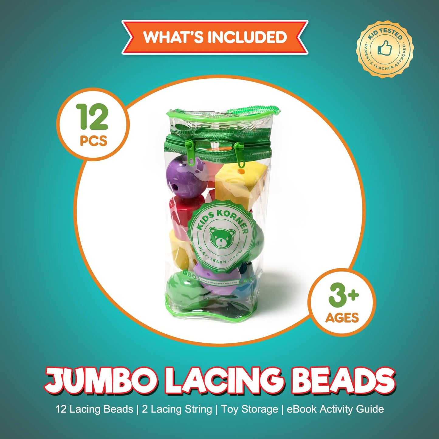 Jumbo Lacing Beads For Kids - Montessori Toddler Games And Educational Toys - Rainbow Matching Game And Stringing Bead Set With Toy Storage And Learning Activities Ebook
