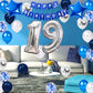 JumDaQQ 19th Birthday Party Decoration - Blue Latex Balloons & Confetti, Model JD-19th-blue silver-31