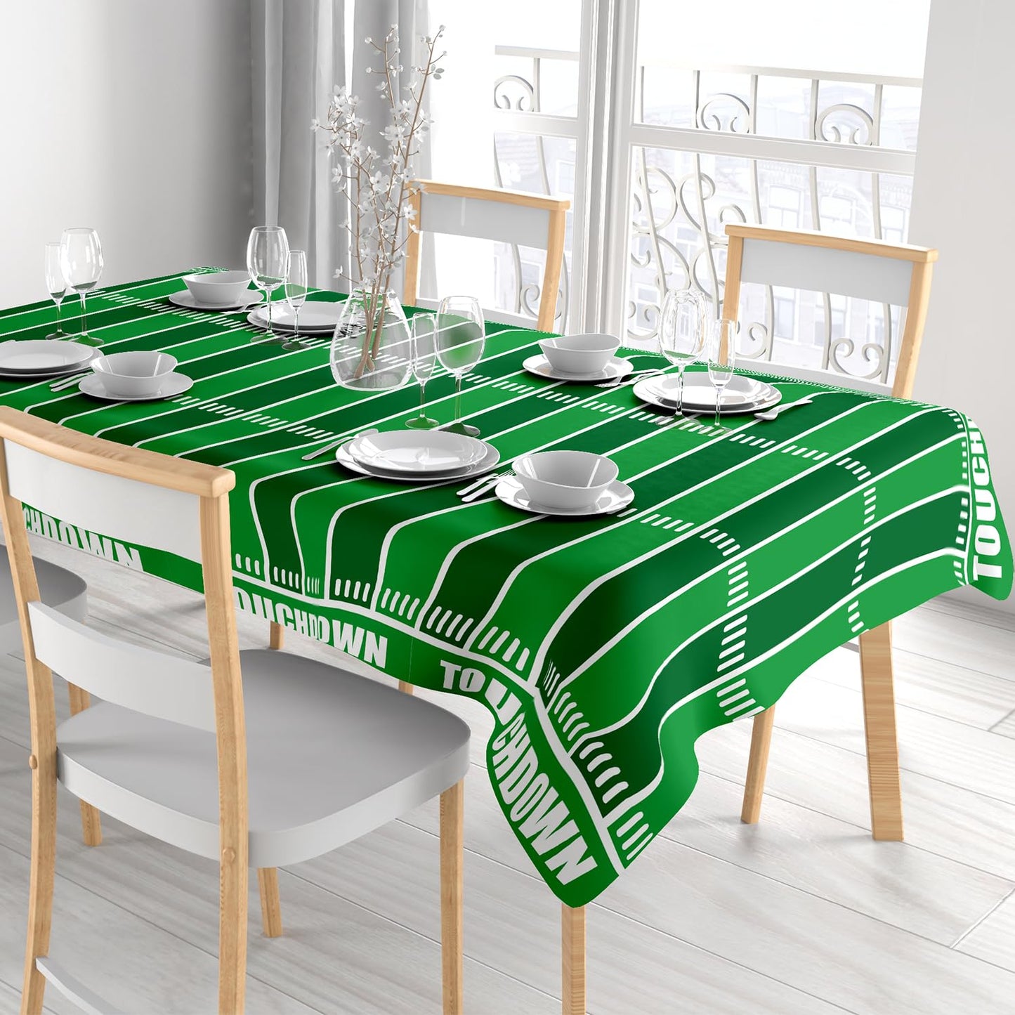Bambluby Football Party Disposable Plastic Tablecloths - Touchdown Table Covers for Birthday Parties, Football Games, and Decora