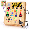 Tintecusa Busy Board With Led Light, Wooden Sensory Toys For Toddler, Montessori Music Toy For Airplane, Travel Activity Educati