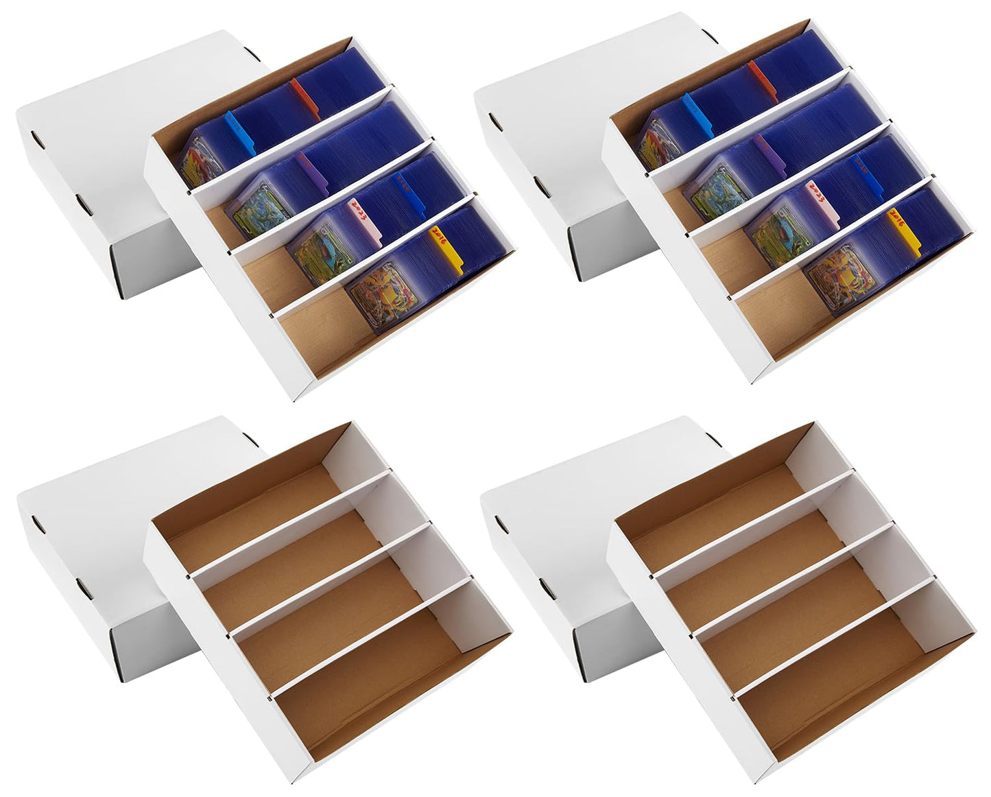 8 Pack Cardboard Card Storage Box 3120 Count Bulk Card Storage White Sports Card Boxes Baseball Card Boxes With 10 Dividers Spor