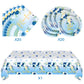 Blue God Bless Tableware Set,First Communion 20 Plates and 20 Napkins and Tablecloth51 x 86,For Newborn Baptism Church Party