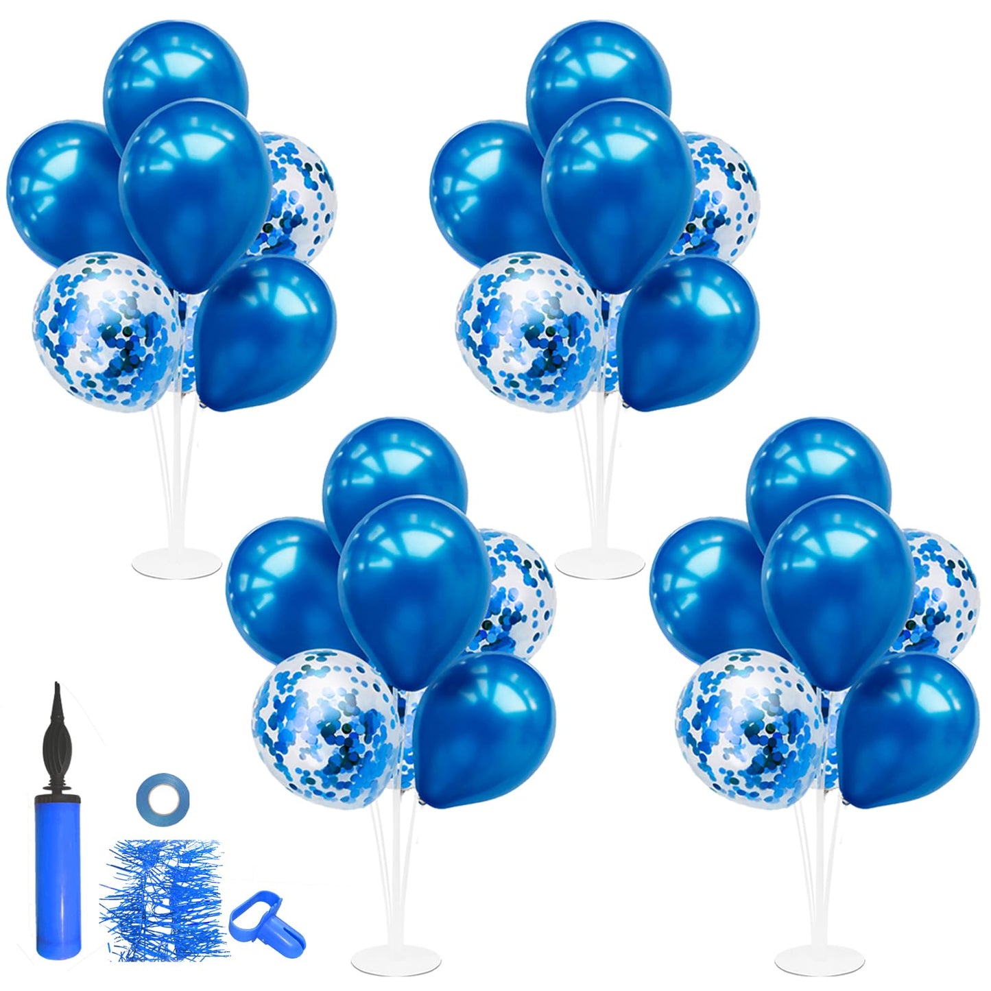 Zjdhpty 4Set Blue Balloon Stand, Balloon Stands For Table, Blue Table Centerpiece For Father'S Day Graduation Boy Baby Shower Ge