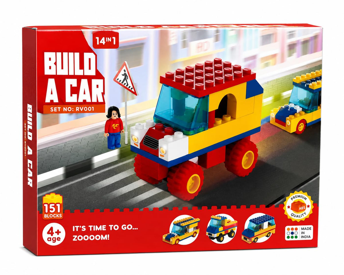 Negi Ak Build A Car Set No Rv001 Build A Car Block Set For Kids, 14In1 Creative Construction Toy With 151 Pieces, Diy Educatio