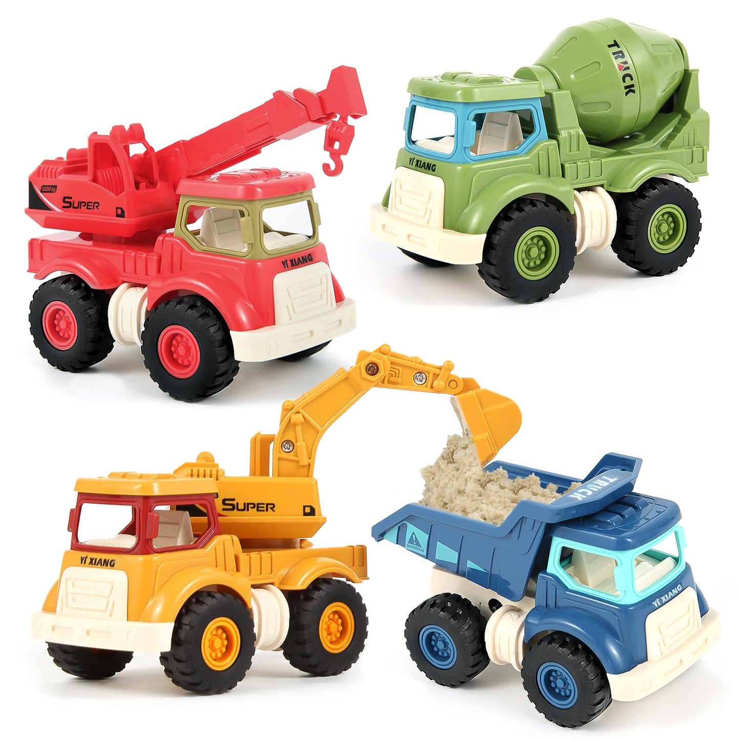 Olbyefly Construction Toys for 2 3 4 5 Years Old Boys Girls Kids Toddlers, Sandbox Excavator Toy Construction Truck Toys Vehicle