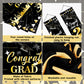 Graduation Decorations 2025, Black and Gold Graduation Decorations Class of 2025 Congrats Grad Backdrop Banner Porch Sign with f