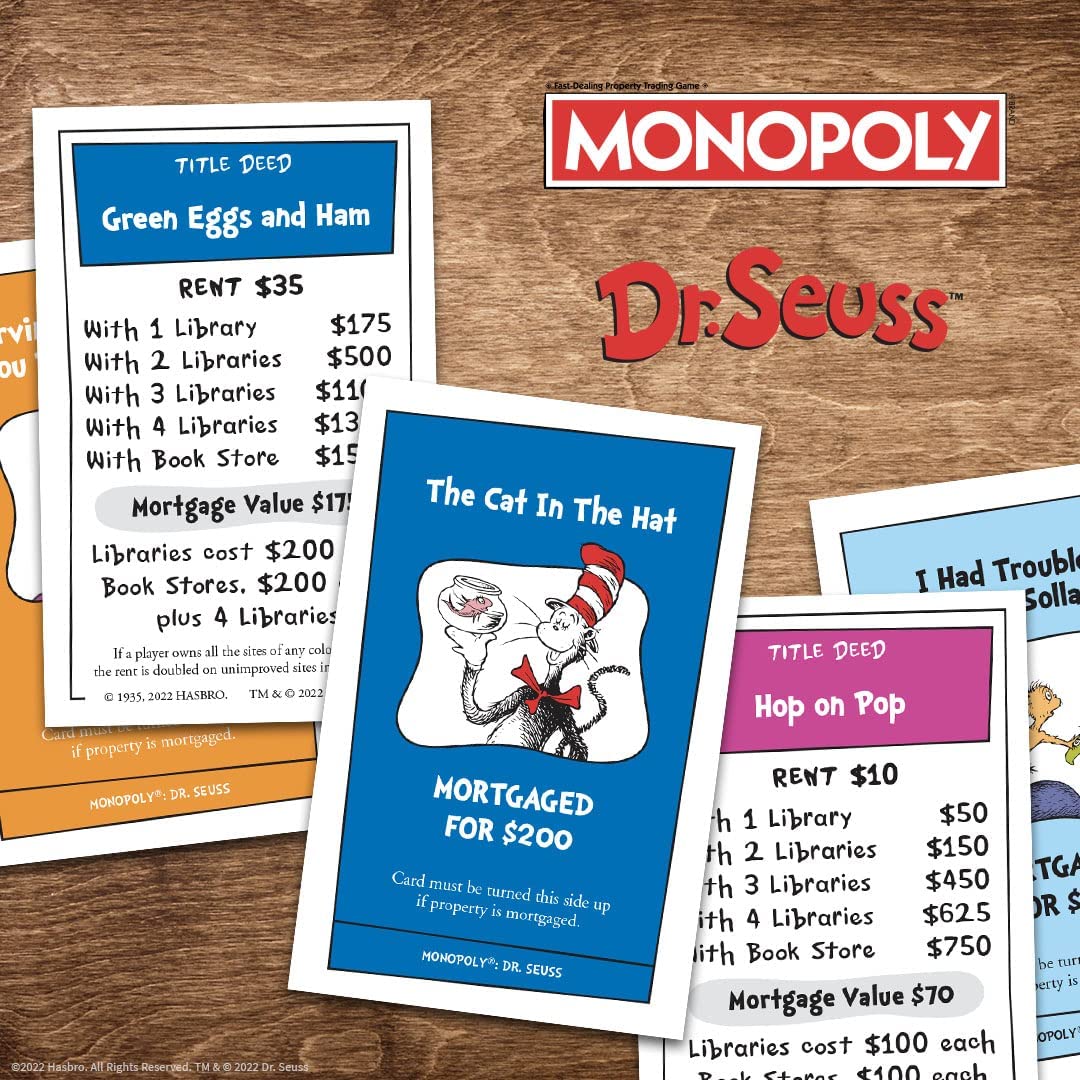 USAOPOLY Monopoly: Dr. Seuss Classic Game - Custom Board & Artwork, One Size, Multicolor, Model MN154-000-002200-06