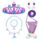 Elefairy Little Mermaid Costume For Girls Ariel Dress Up Outfit Kids Mermaid Birthday Party Gown Halloween Costume (8-9 Years/15