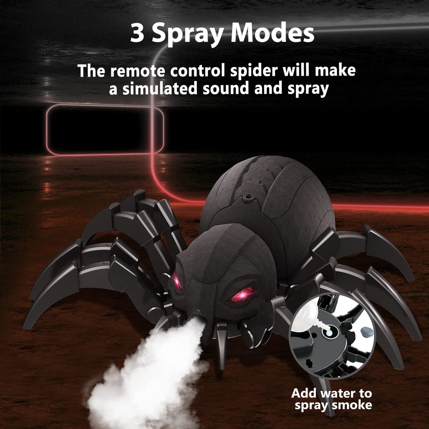 Hamiface Realistic RC Spider Robot, Remote Control Spider Toys with Spray/Light/Music, Gifts for 6 7 8 9 10 11 12 Year Old Boys