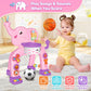 Shemira Toddler Basketball Hoop & Soccer Goal Activity Center Toys With Light & Music,Elephant Toddlers Musical Toys Gift, Baby