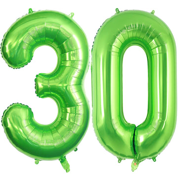 40 Inch Green 30 Number Balloons, Jumbo Foil Balloons For 30Th Birthday Party Decorations Supplies / 30Th Anniversary Event