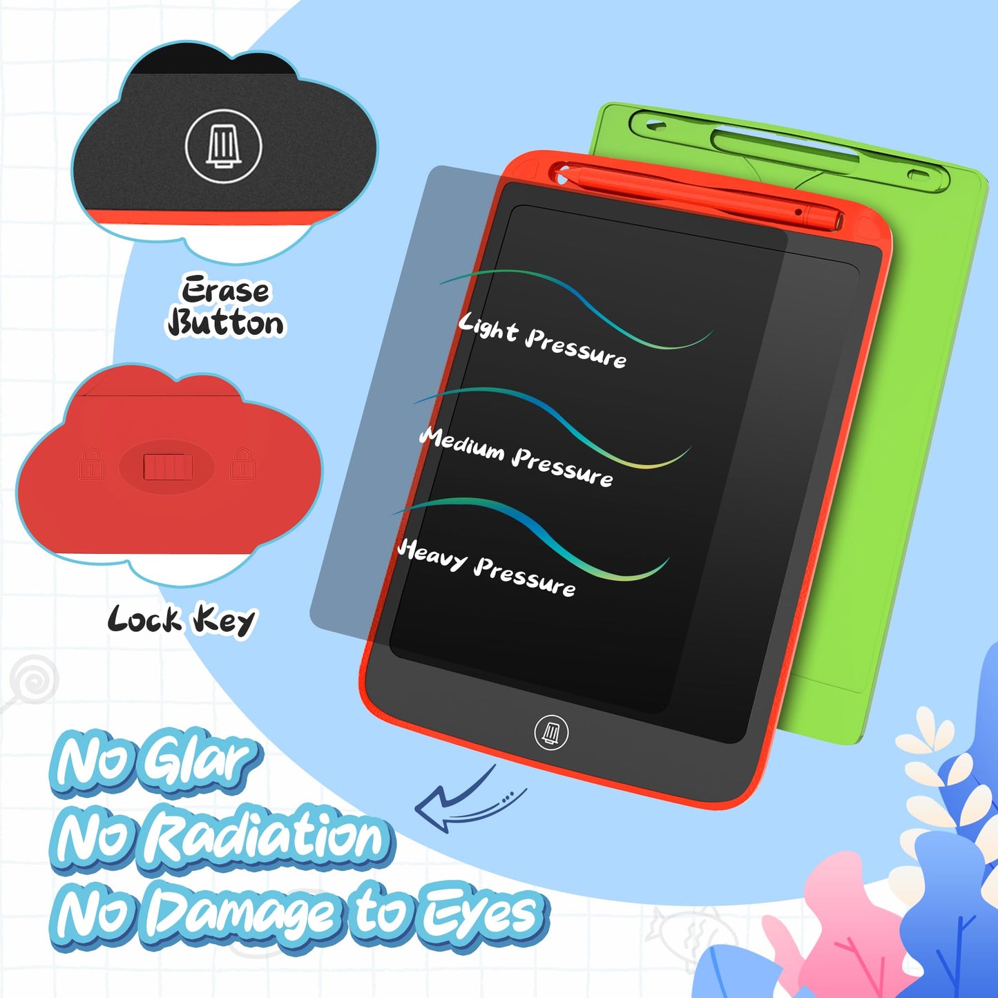 SOOOO LCD Writing Tablet for Kids 2 Pack, 10 inch Colorful Doodle Board for 3 4 5 6 7 Year Old Kids, Sensory Toys, Educational S