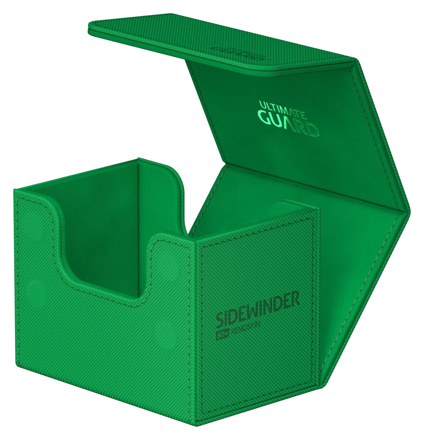 Ultimate Guard Sidewinder 80+, Deck Box for 80 Double-Sleeved TCG Cards, Green, Magnetic Closure & Microfiber Inner Lining for S
