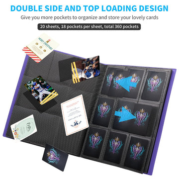 Card Binder, Upgraded 9 Pockets Trading Card Collection Binder For Cards, 360 Card Book Holder Album For Yugioh, Mtg, Tcg, Magic
