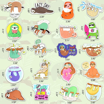 Detickers Sloth Stickers For Kids Laptop Stickers For Water Bottle Sloth Vinyl Stickers Pack For Scrapbooking For Students Teach