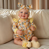 Babeside 3 Pcs Reborn Baby Doll Clothes For 17-22 Inch Dolls, Baby Doll Outfits Accessories With Floral Pattern For Lifelike Reborn Baby Dolls Accessories, Yellow