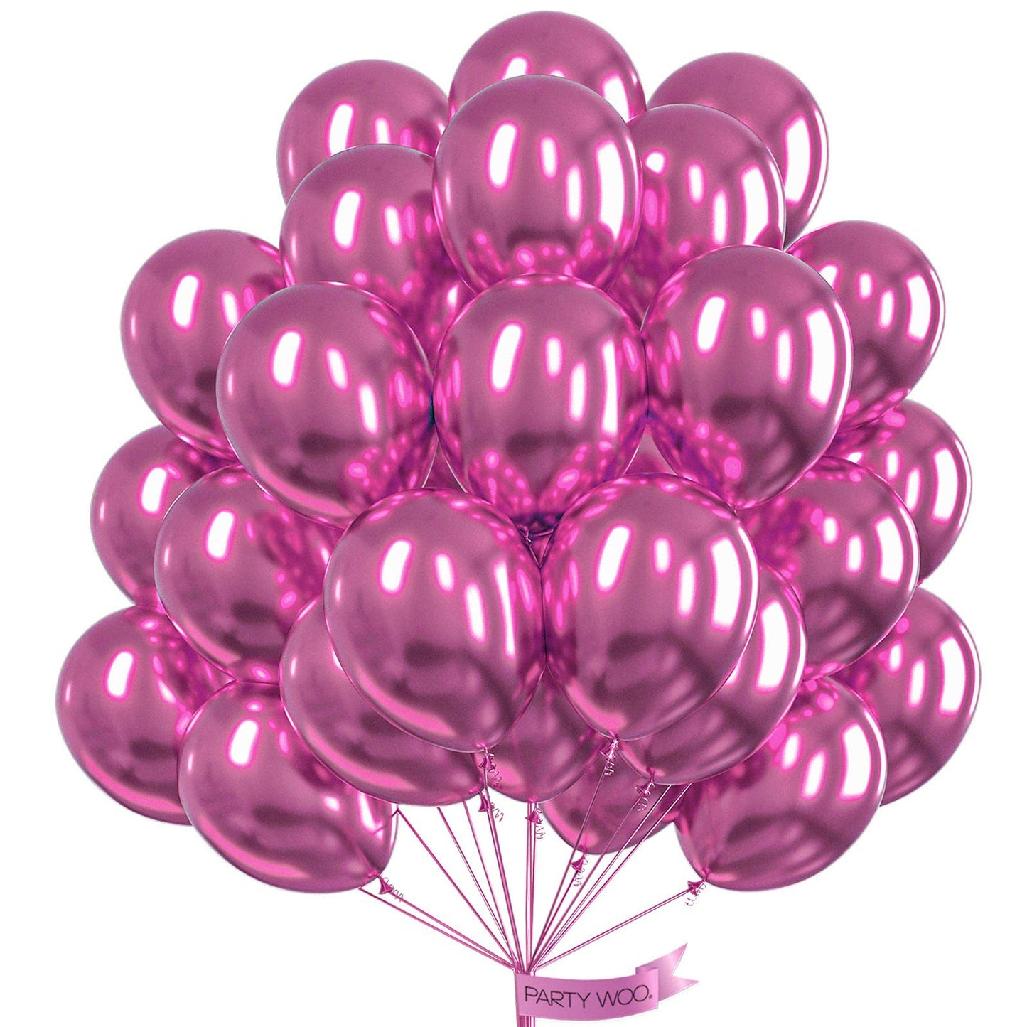 PartyWoo 12 Inch Metallic Magenta Balloons, 50 pcs Rubber Balloons for Party Decorations, Birthday, Baby Shower, Pink-G114